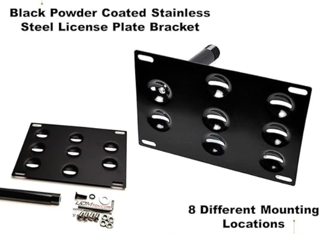 No Drill Front Bumper Tow Hook License Plate Mounting Bracket