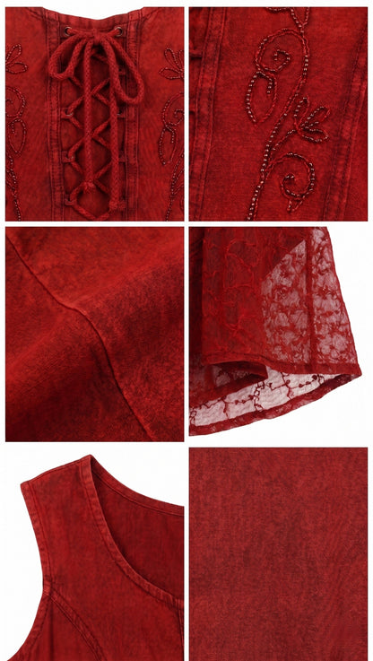 Sakkas Kevina Stonewashed Rayon Embroidered Dress