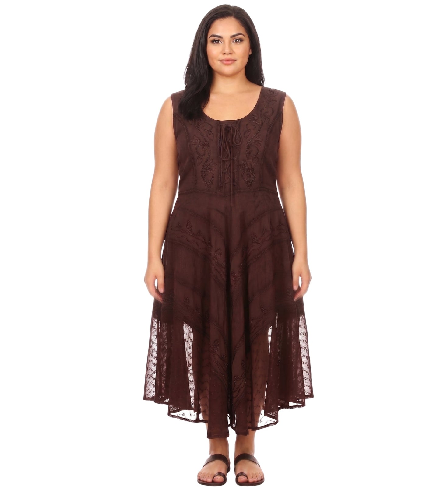 Sakkas Kevina Stonewashed Rayon Embroidered Dress