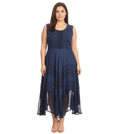 Sakkas Kevina Stonewashed Rayon Embroidered Dress