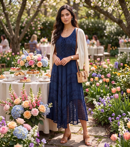 Sakkas Kevina Stonewashed Rayon Embroidered Dress
