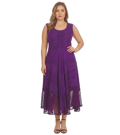 Sakkas Kevina Stonewashed Rayon Embroidered Dress